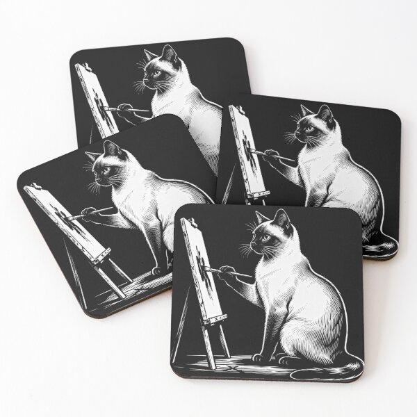 Item preview, Siamese Cat Painting Engraving Art – Vintage Style Cat Illustration designed and sold by CatVibesStudio.