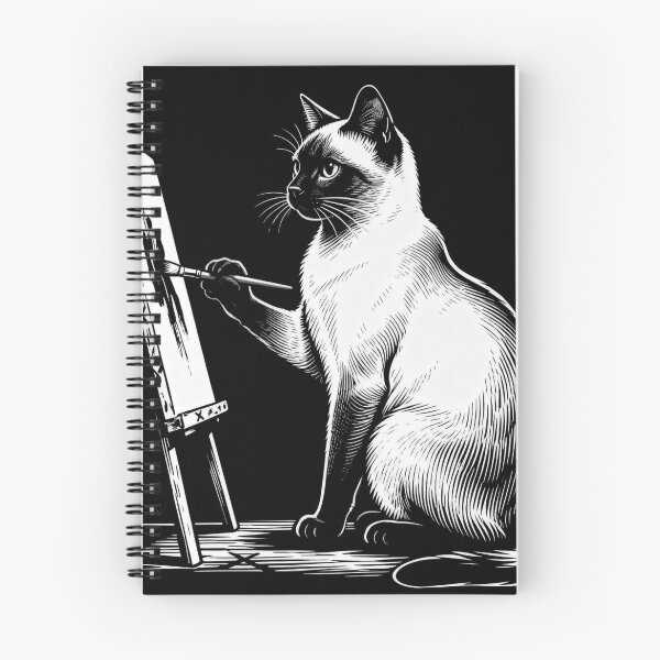 Item preview, Siamese Cat Painting Engraving Art – Vintage Style Cat Illustration designed and sold by CatVibesStudio.