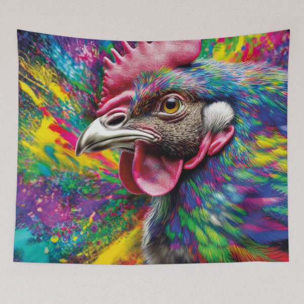 Item preview, Chromatic Chicken – Bold Farmcore Art designed and sold by Becky-Poppins.