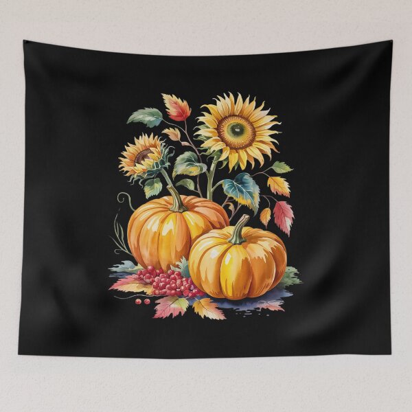 Item preview, Thanksgiving Pumpkin Sunflower Fall Autumn Holiday Long designed and sold by angolinnArt.