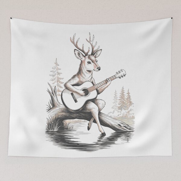 Item preview, Deer with Acoustic Guitar - National Guitar Day designed and sold by Art-Arcade6.