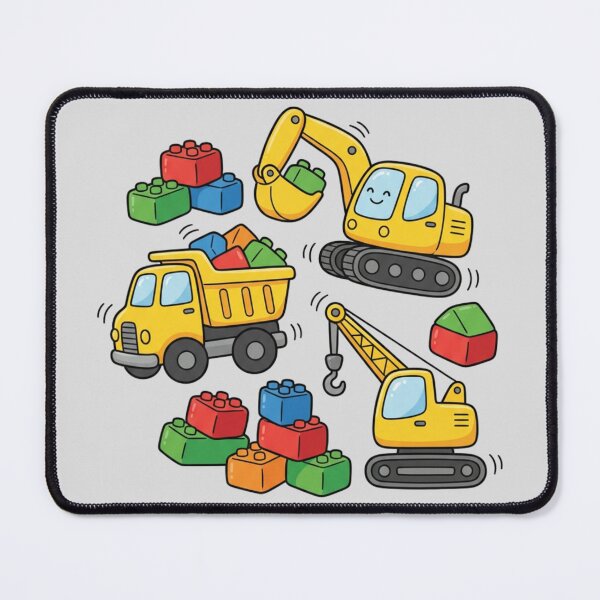 Item preview, Little Builder's Construction Team - Cute Excavator, Dump Truck and Crane Art designed and sold by HappySproutArt.