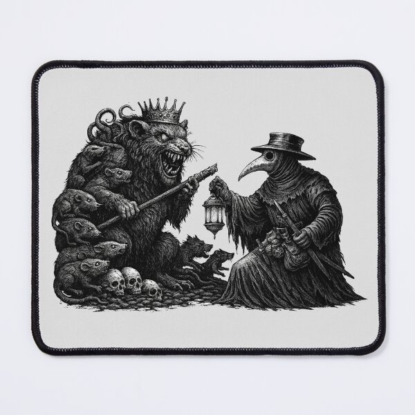 Item preview, Plague Rat King vs Plague Doctor – Dark Plaguecore Medieval Horror Etching Art designed and sold by Design by Anthony .