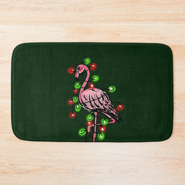 Item preview, Christmas Flamingo, pink tropical holiday bird red green christmas lights designed and sold by hollycooper.