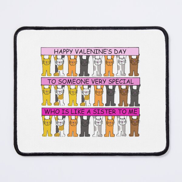 Item preview, Valentine for Someone Who is Like a Sister Cartoon Cats Holding Banners designed and sold by KateTaylor.
