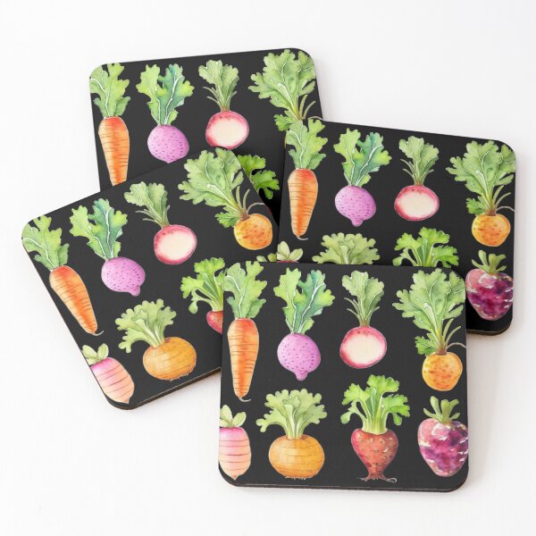 Item preview,  Watercolor root vegetable pattern, carrots, beets, radishes, parsnips, rutabagas, potatoes  designed and sold by hollycooper.