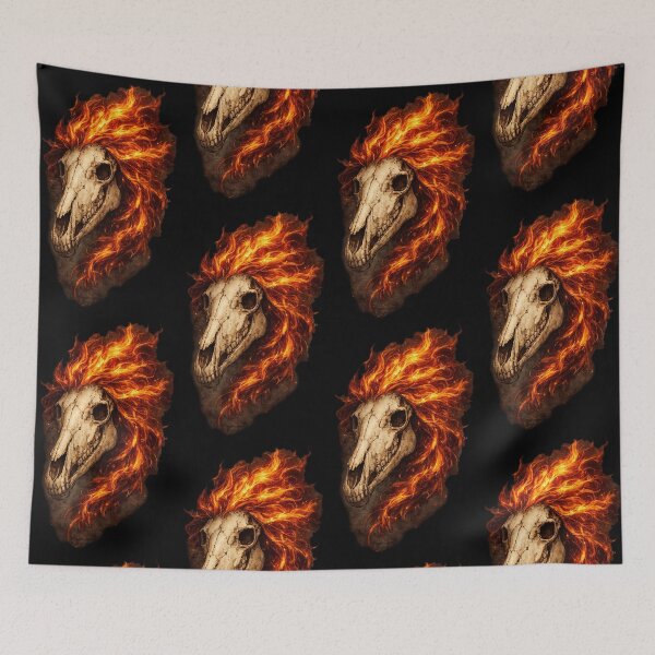 Item preview, horse skull with a fiery mane designed and sold by VitSArt.