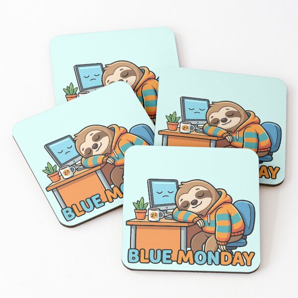 Item preview, Blue Monday Lazy Sloth Sleeping at Office Desk designed and sold by WildCute.