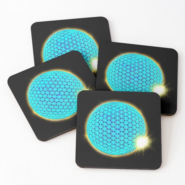 Item preview, Total solar eclipse Neon blue flower of life scared geometry, zen life  designed and sold by hollycooper.