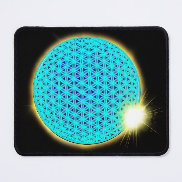 Item preview, Total solar eclipse Neon blue flower of life scared geometry, zen life designed and sold by hollycooper.