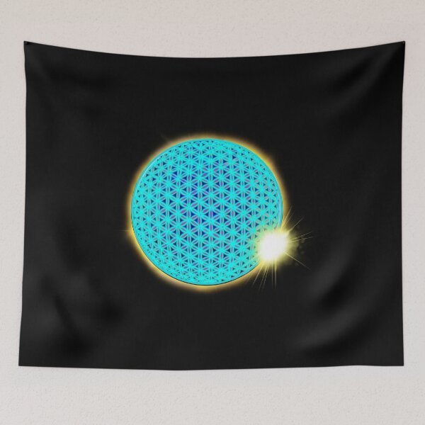 Item preview, Total solar eclipse Neon blue flower of life scared geometry, zen life  designed and sold by hollycooper.