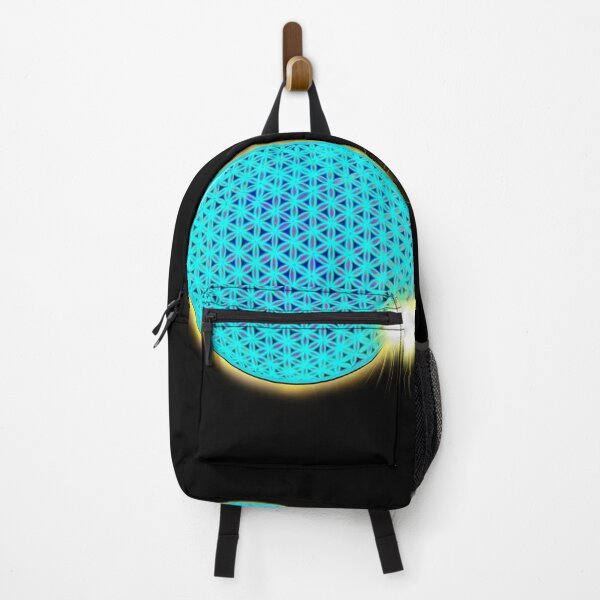 Item preview, Total solar eclipse Neon blue flower of life scared geometry, zen life designed and sold by hollycooper.