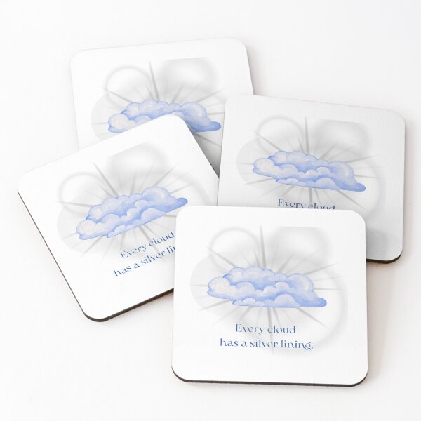 Item preview, Every Cloud Has a Silver Lining - Aesthetic Watercolor Quote Art designed and sold by VelaStudioCo.