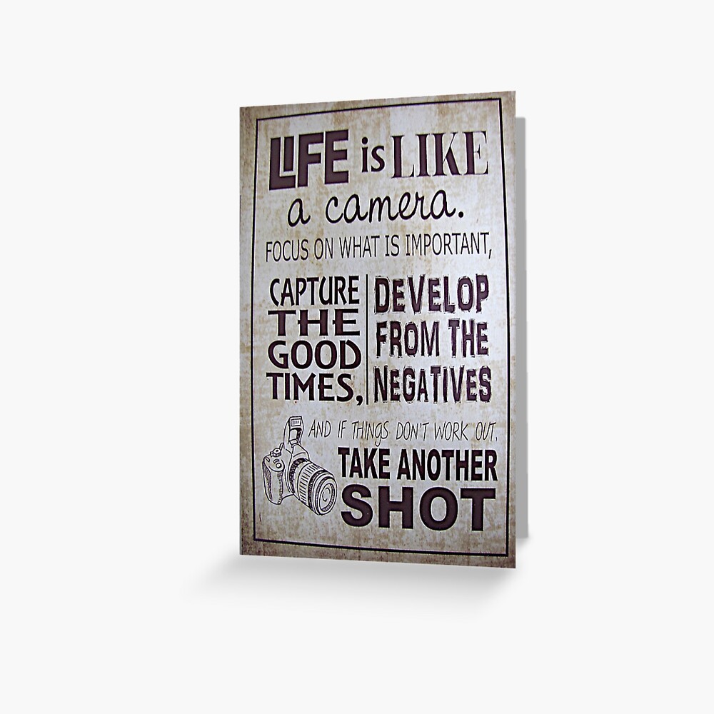 ""Das Leben ist wie eine Kamera"" Grußkarte von Kksgram Redbubble