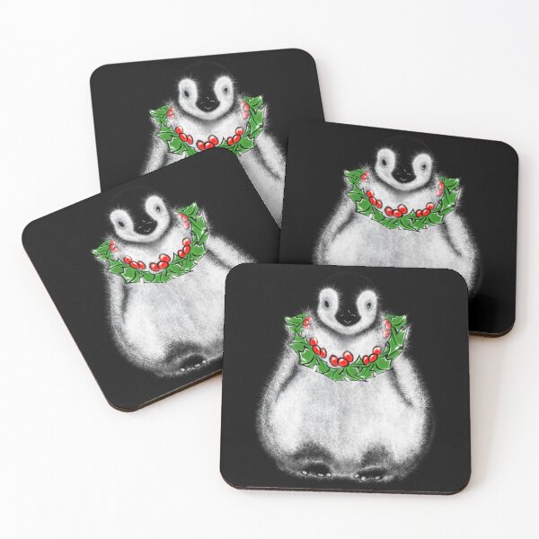 Item preview, Festive Christmas Penguin drawing fluffy white black Arctic penguin  designed and sold by hollycooper.