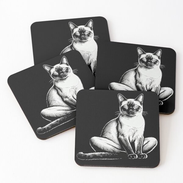 Item preview, Siamese Cat Meditating Engraving – Vintage Zen Cat Illustration designed and sold by CatVibesStudio.