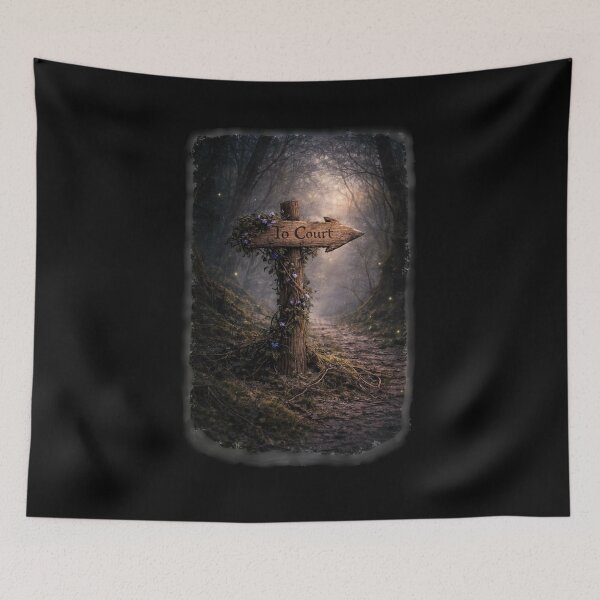 Item preview, Enchanted "To Court" Signpost Fairy Forest Path Twilight Glow – Dark Romance Fae Art designed and sold by DarkRomanceMom.