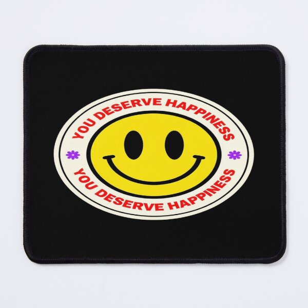 Item preview, Smiley Face "You Deserve Happiness" Motivational Quote Design – Positive Mental Health Gift Idea designed and sold by Bright Nest Studio.