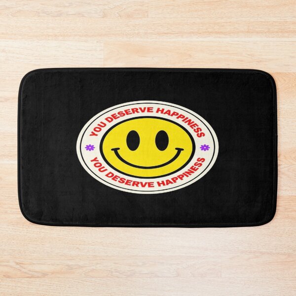 Item preview, Smiley Face "You Deserve Happiness" Motivational Quote Design – Positive Mental Health Gift Idea designed and sold by Bright Nest Studio.