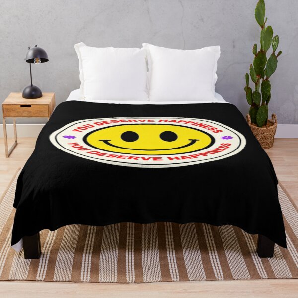 Item preview, Smiley Face "You Deserve Happiness" Motivational Quote Design – Positive Mental Health Gift Idea designed and sold by Bright Nest Studio.