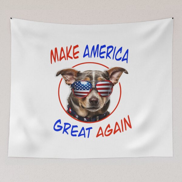 Item preview, Funny cute dog with red white blue sunglasses 4th of July make America great again designed and sold by hollycooper.
