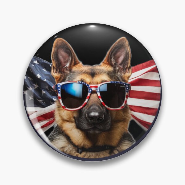 Item preview, Make America Great Again Patriotic red white blue American flag German shepherd with sunglasses  designed and sold by hollycooper.