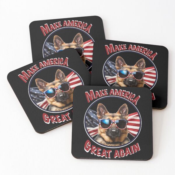 Item preview, Make America Great Again Patriotic red white blue American flag German shepherd with sunglasses  designed and sold by hollycooper.
