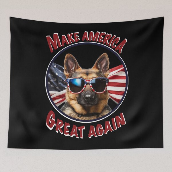 Item preview, Make America Great Again Patriotic red white blue American flag German shepherd with sunglasses  designed and sold by hollycooper.