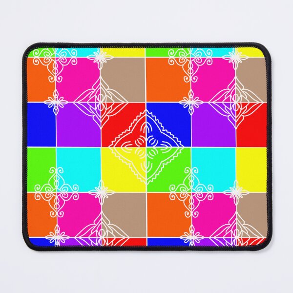 Item preview, "Color Tile Grid with Ornamental White Motifs" designed and sold by nighttime1990.