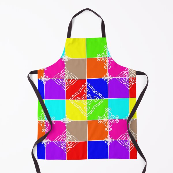 Item preview, "Color Tile Grid with Ornamental White Motifs" designed and sold by nighttime1990.