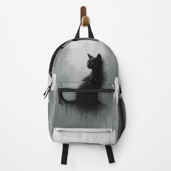 Item preview, A sleek black cat sits gracefully amid grayscale ink splatters, creating a moody, mysterious atmosphere. This artistic composition blends minimal color with bold texture designed and sold by Dejbar.