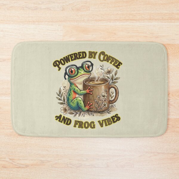 Item preview, Powered by Coffee & Frog Vibes – Funny Coffee Quote, Cute Frog with Glasses designed and sold by Williams Anderson.