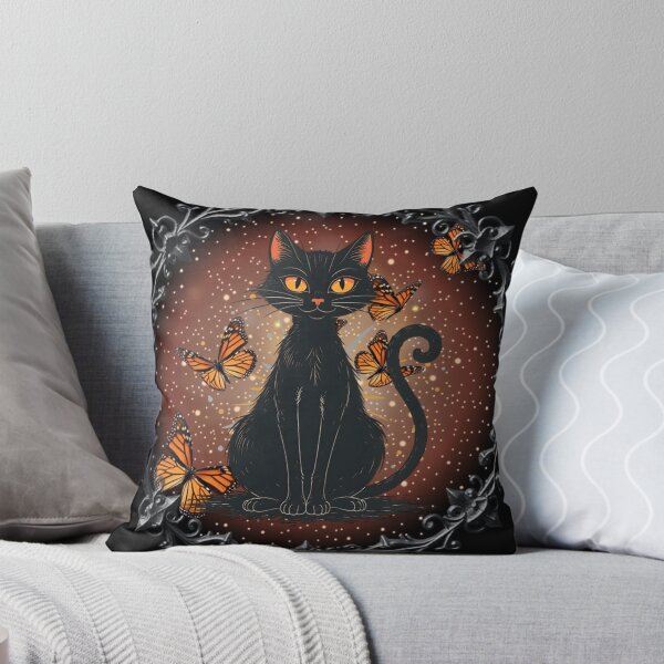 Item preview, Black Cat and Butterflies  designed and sold by sueviolaart.