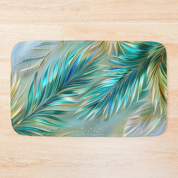 Item preview, Abstract Palm Leaves - Blue and Teal Tropical Art designed and sold by MargaretWiktor.