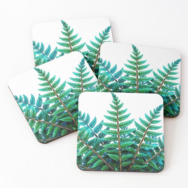 Item preview, Vibrant green fern leaves in shades of blue and green designed and sold by Creative88Art.