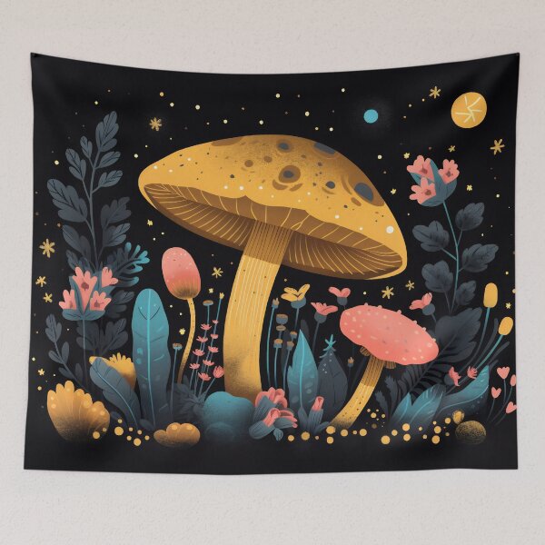 Item preview, Magic mushrooms. Psychedelic hallucination. Vibrant illustration. 60s 70s hippie colorful art designed and sold by anytka.