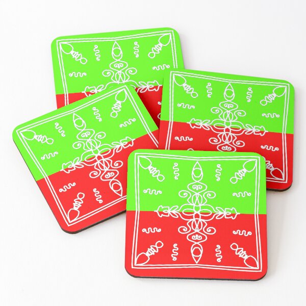 Item preview, "Ornamental Line Art on Split Red-Green Background" designed and sold by nighttime1990.