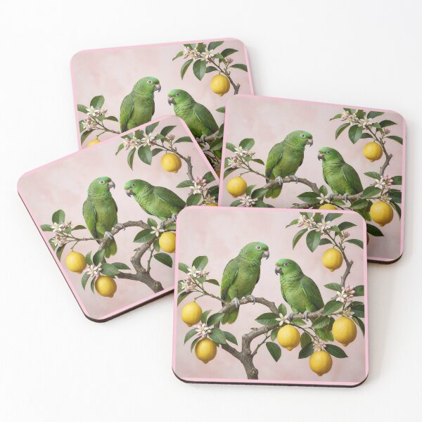 Item preview, Green Parrots on Lemon Tree Branch designed and sold by Tridentulus.
