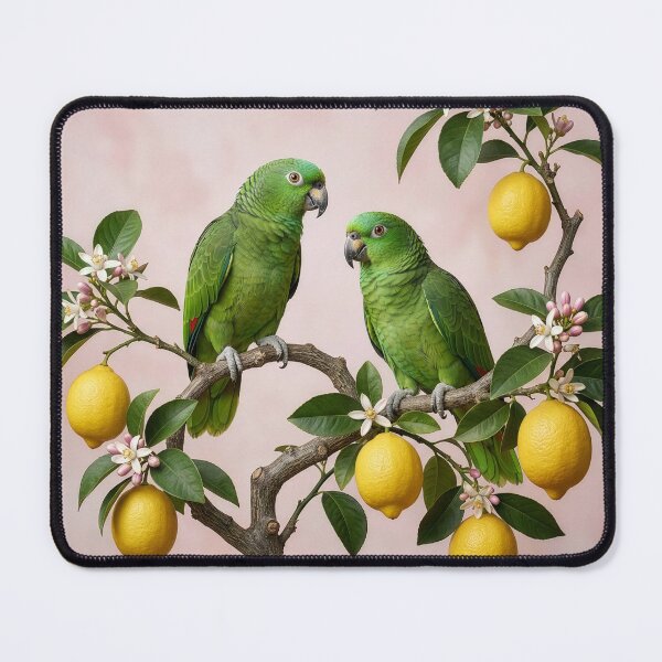 Item preview, Green Parrots on Lemon Tree Branch designed and sold by Tridentulus.