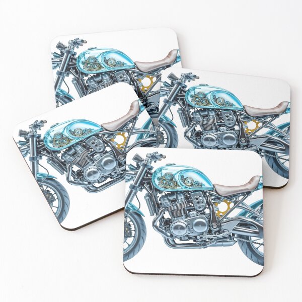 Item preview, Custom motorcycle with exposed engine and blue accents designed and sold by Creative88Art.