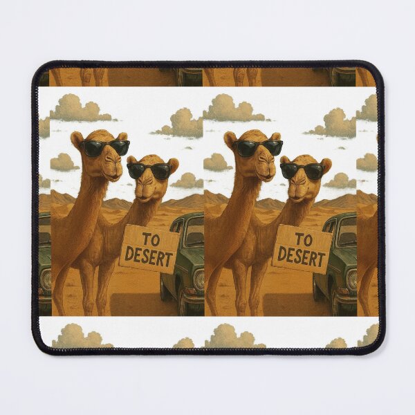 Item preview, Stylish Camels with Sunglasses in the Desert - Vintage Adventure designed and sold by ARTGENERATESART.