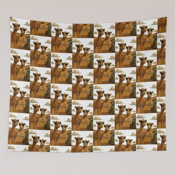 Item preview, Stylish Camels with Sunglasses in the Desert - Vintage Adventure designed and sold by ARTGENERATESART.