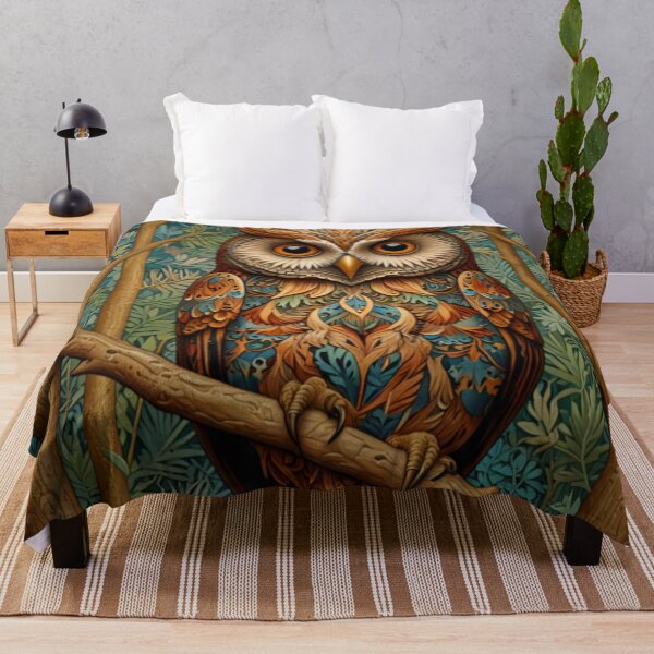 Item preview, Retro vintage owl boho botanical woodland forest designed and sold by hollycooper.
