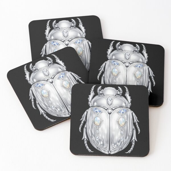 Item preview, Jeweled Platinum Scarab – Sacred White Gold Artifact designed and sold by Otoya Art Studio.