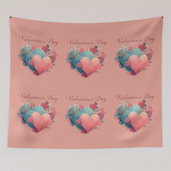 Artikelvorschau, Valentine's Day Hearts with Flowers - Romantic Love Illustration. entworfen und verkauft von LunaPrintCo.