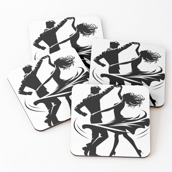 Item preview, Stylish and elegant silhouette of a couple performing a passionate ballroom dance in rhythm designed and sold by Dejbar.