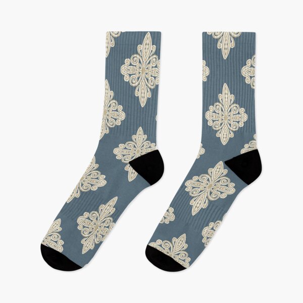 Item preview, hand drawn geometric pattern beige blue designed and sold by sarahsdesigns02.