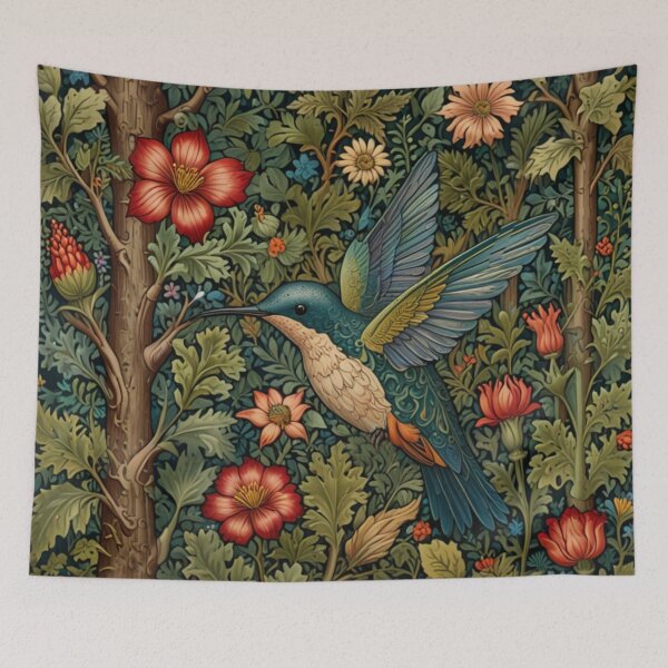 Artikelvorschau, Eleganter Vintage-Blumengarten mit Kolibri-Motiv entworfen und verkauft von hollycooper.
