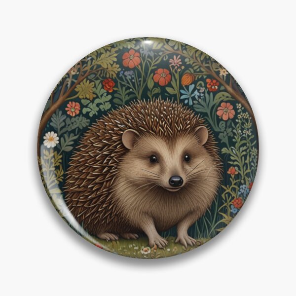 Item preview, Vintage hedgehog woodland forest floral fauna  designed and sold by hollycooper.