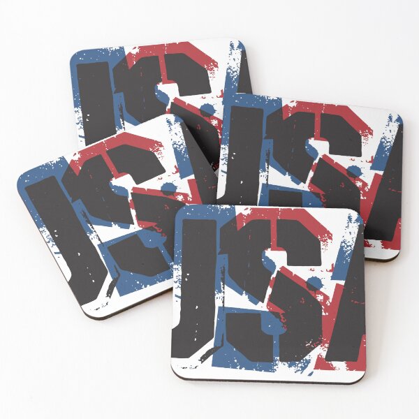 Item preview, Dynamic grunge artwork featuring bold USA lettering in red, white, and blue with distressed texture and paint splatters. Suitable for patriotism, national branding, sports, and events designed and sold by Dejbar.